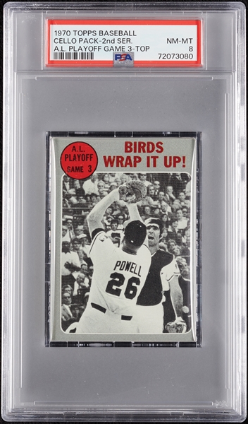 1970 Topps Baseball 2nd Series Cello Pack - AL Playoffs Game 3 Top (Graded PSA 8)