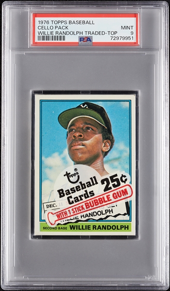 1976 Topps Baseball Cello Pack - Willie Randolph Traded Top (Graded PSA 9)