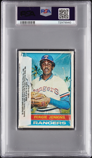 1976 Topps Baseball Cello Pack - Fergie Jenkins Back (Graded PSA 8)