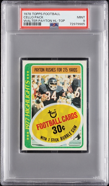 1978 Topps Football Cello Pack - Walter Payton Highlights Top (Graded PSA 9)