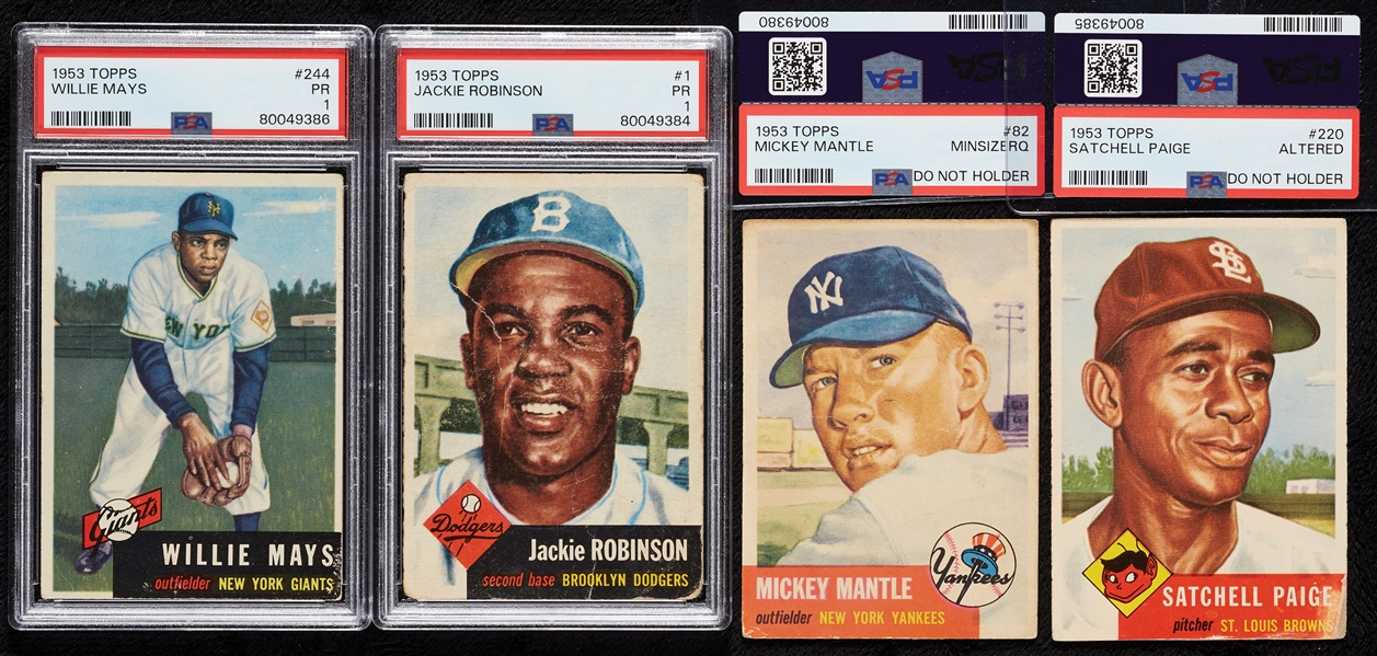 1953 Topps Baseball Complete Set, Mays and Robinson PSA 1 (274)