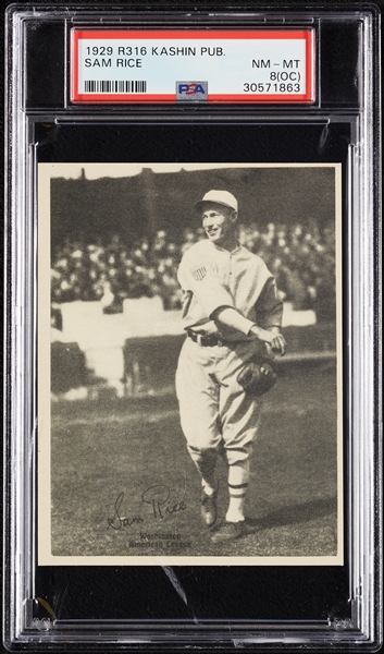 1929 R316 Kashin Publications Sam Rice PSA 8 (OC)