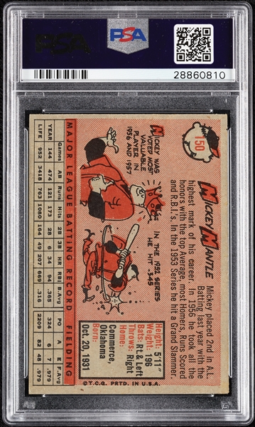 1958 Topps Mickey Mantle No. 150 PSA 6