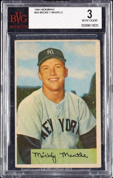 1954 Bowman Mickey Mantle No. 65 BVG 3