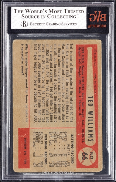 1954 Bowman Ted Williams No. 66A BVG 1.5