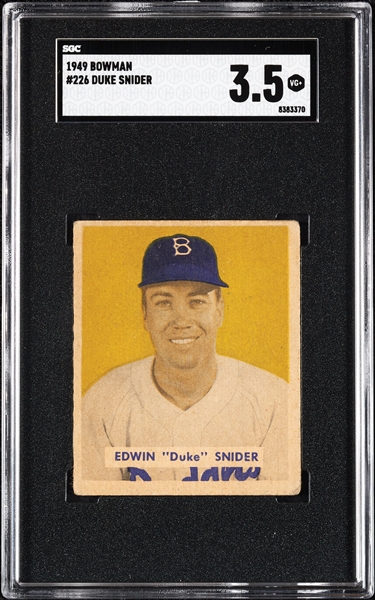 1949 Bowman Duke Snider RC No. 226 SGC 3.5