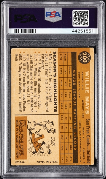 1960 Topps Willie Mays No. 200 PSA 4