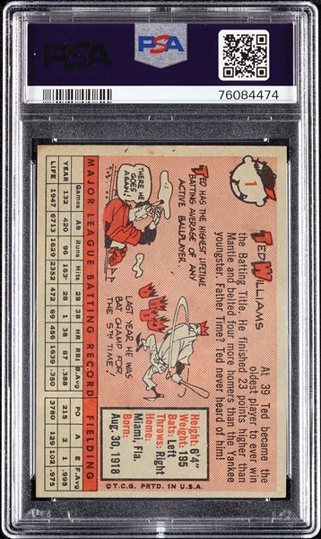 1958 Topps Ted Williams No. 1 PSA 5