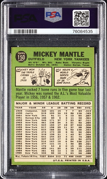 1967 Topps Mickey Mantle No. 150 PSA 5