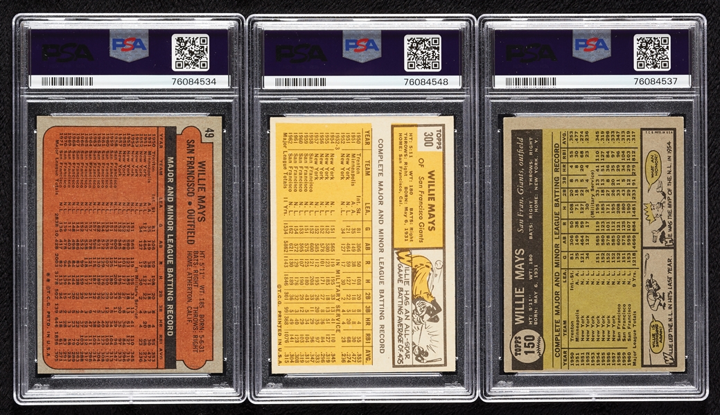 1961, 1963 & 1972 Topps Willie Mays PSA-Graded Group (3)