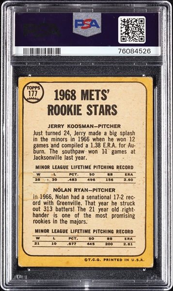 1968 Topps Nolan Ryan RC No. 177 PSA 1