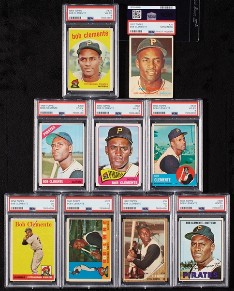 1958-1967 Topps Roberto Clemente PSA-Graded Group (9)