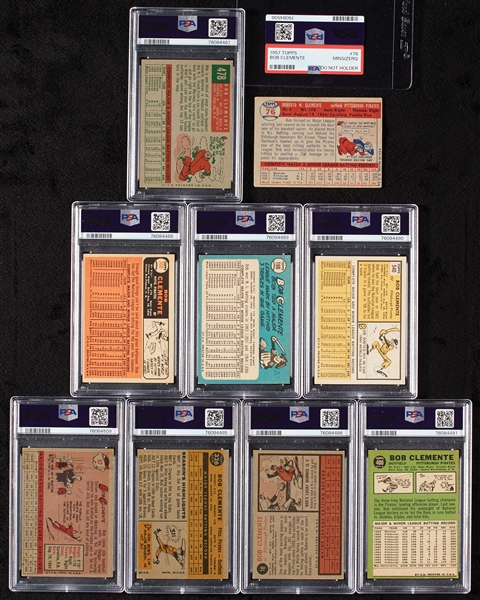 1958-1967 Topps Roberto Clemente PSA-Graded Group (9)