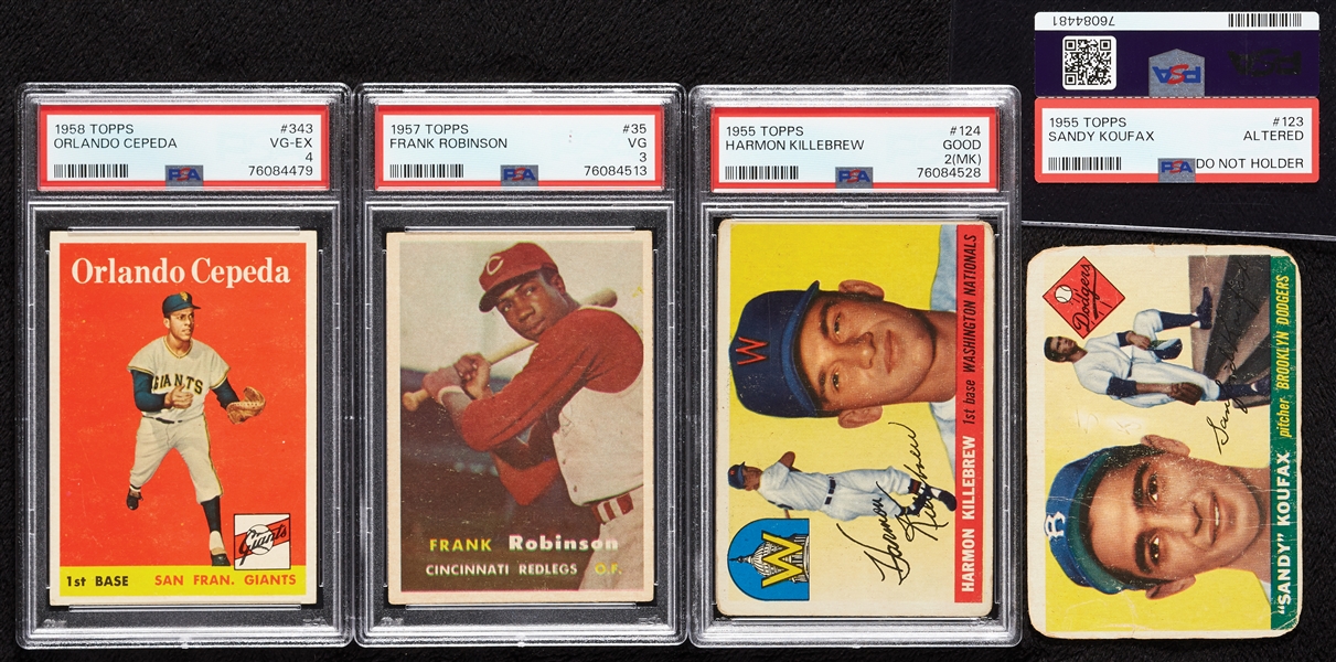 1950s PSA-Graded HOFer RCs with Koufax, Killebrew, Robinson & Cepeda (4)