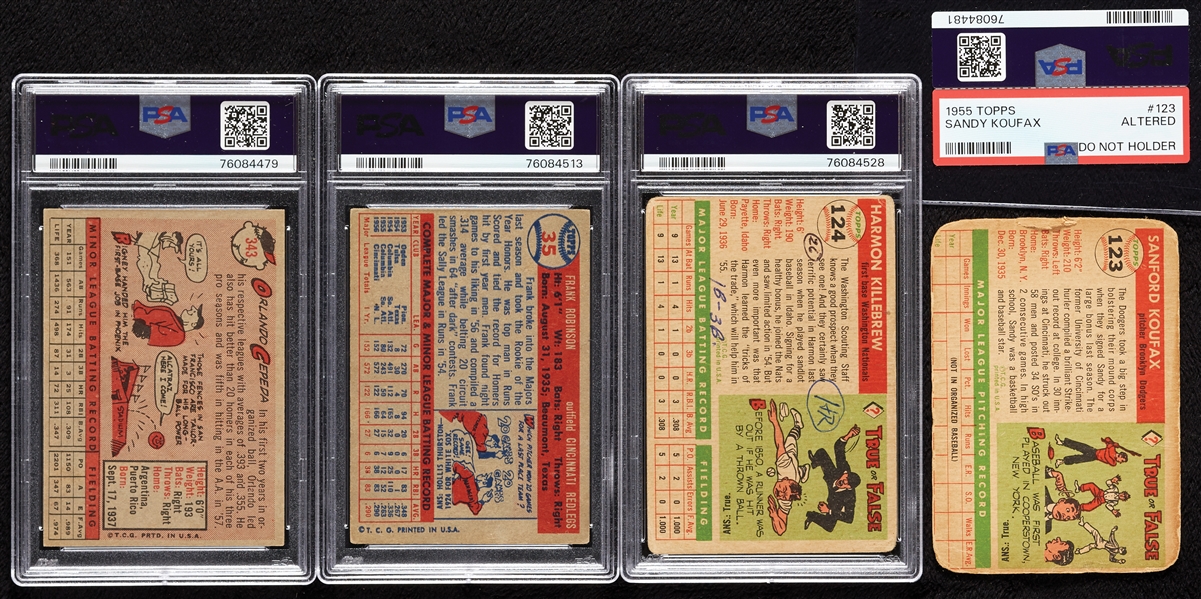 1950s PSA-Graded HOFer RCs with Koufax, Killebrew, Robinson & Cepeda (4)