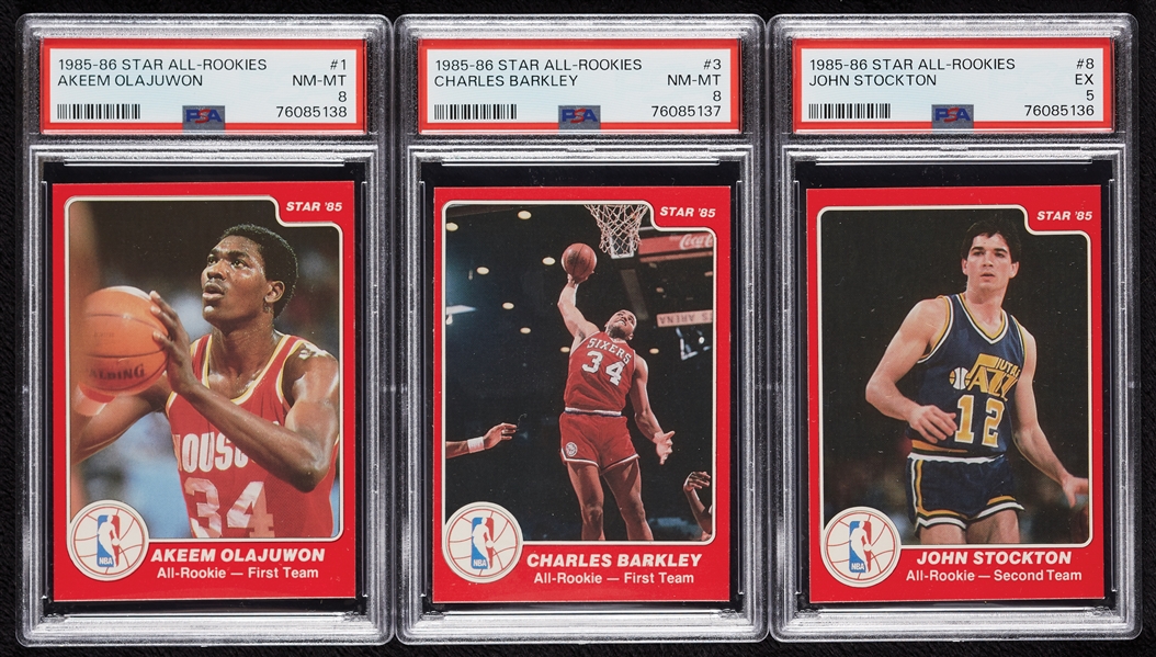 1985-86 Star All-Rookies Complete Set (11) with Michael Jordan PSA 6