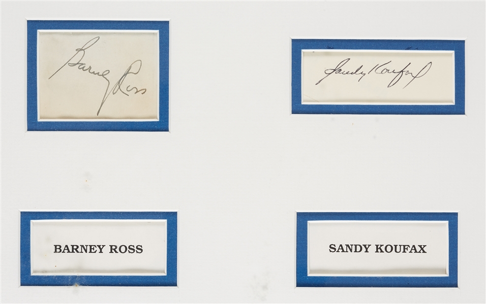 Famous Jewish Athletes Signed Display with Koufax, Luckman, Greenberg (BAS)