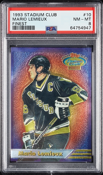 1993 Stadium Club Mario Lemieux Finest No. 10 PSA 8