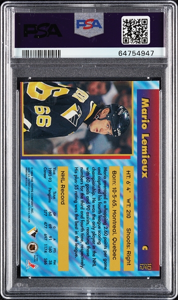 1993 Stadium Club Mario Lemieux Finest No. 10 PSA 8