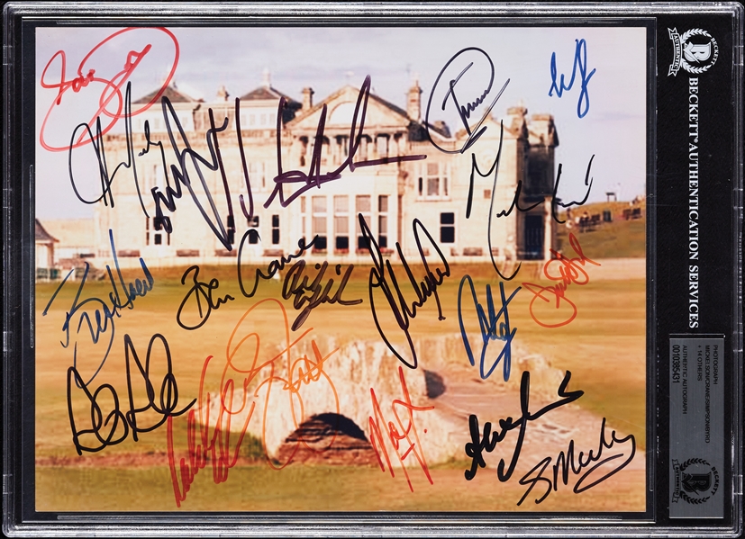 Phil Mickelson, Fowler, Simpson, Day & 14 Others Signed 8x10 Photo (BAS)