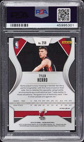 2019 Panini Prizm Tyler Herro Orange Ice RC No. 259 PSA 9