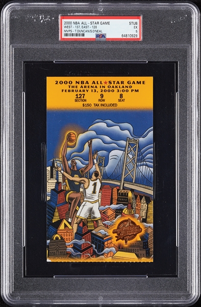 2000 NBA All-Star Game Ticket Stub - Tim Duncan/Shaquille O'Neal MVP (Graded PSA 5)