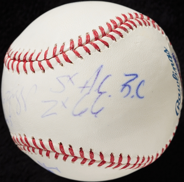 Wade Boggs Signed OML STAT Baseball with Multiple Inscriptions (PSA/DNA)