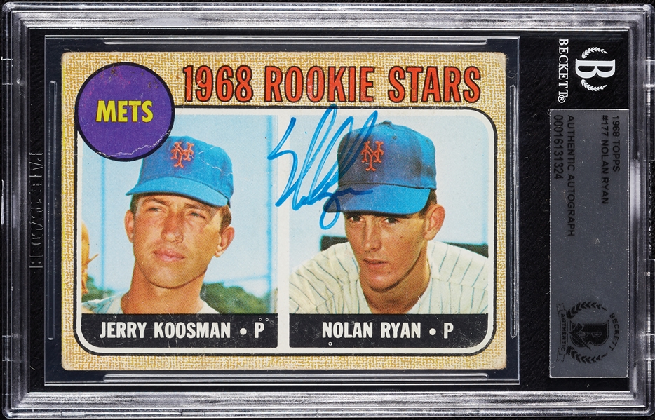 Nolan Ryan Signed 1968 Topps RC No. 177 (BAS)