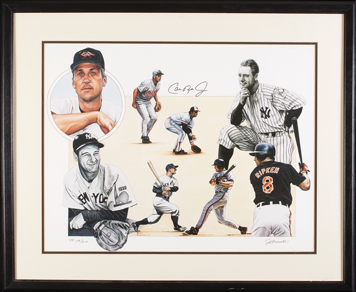 Cal Ripken Jr. Signed James Fiorentino Lou Gehrig Framed Lithograph (109/213) (BAS)