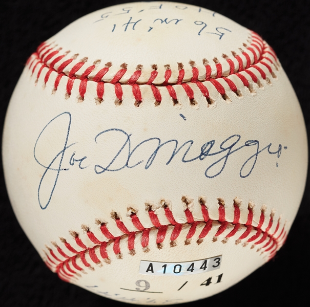 Joe DiMaggio Single-Signed OAL Baseball with Multiple Inscriptions (9/41) (BAS)