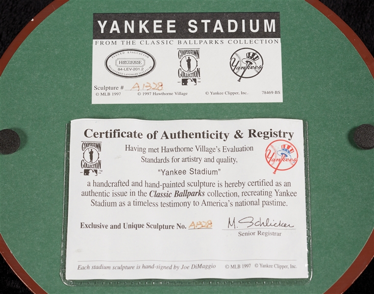 Joe DiMaggio Signed Yankee Stadium Display (BAS)