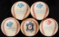 1998-99 NY Yankees Signed Baseball Display with Jeter, Rivera, Torre, Brosius (Steiner) (4)