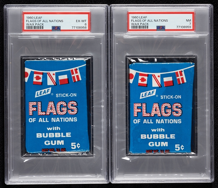 1960 Leaf Flags of All Nations Wax Pack Pair (Graded PSA 7 & PSA 6) (2)