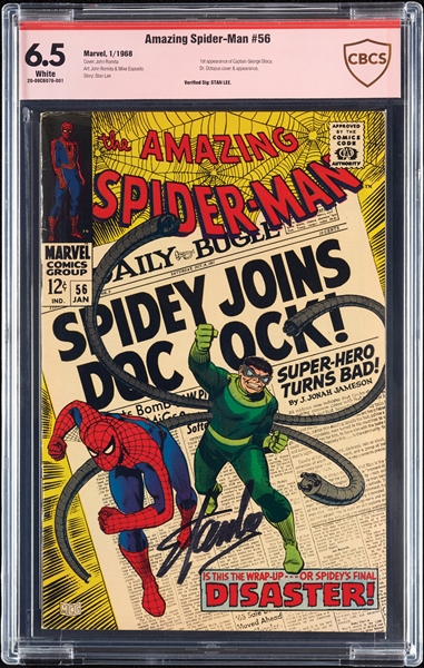 Stan Lee Signed The Amazing Spider Man Issue #56 (1968) (BAS) (Graded CBCS 6.5)