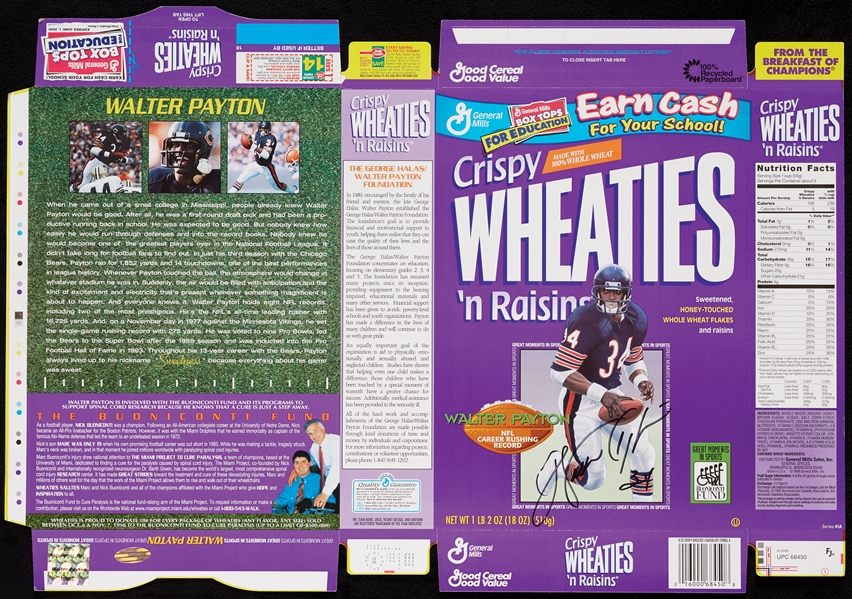 Walter Payton Signed Wheaties Box (Steiner)