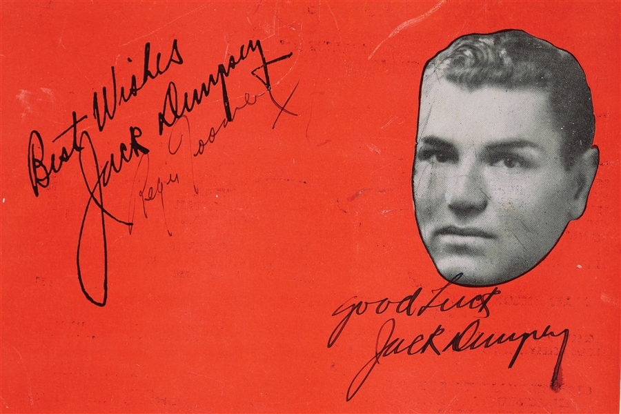 Jack Dempsey & Regis Toomey Signed 1939 Restaurant Menu (PSA/DNA)