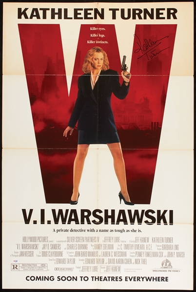 Kathleen Turner Signed V.I. Warshawski Movie Poster (PSA/DNA)