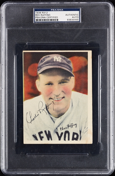 Red Ruffing Signed 1936 R312 Card (PSA/DNA)