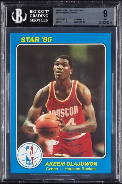 1984-85 Star Co. Court Kings 5x7 Hakeem Olajuwon No. 47 BGS 9