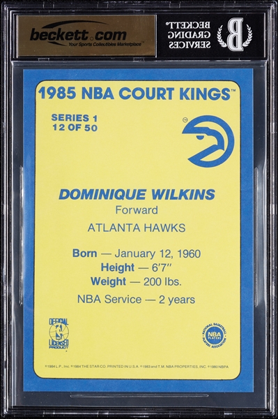 1984-85 Star Co. Court Kings 5x7 Dominique Wilkins No. 12 BGS 9.5