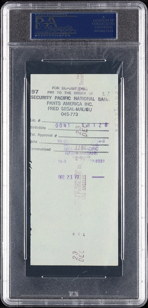 Dinah Shore Signed Check (Graded PSA/DNA 10)