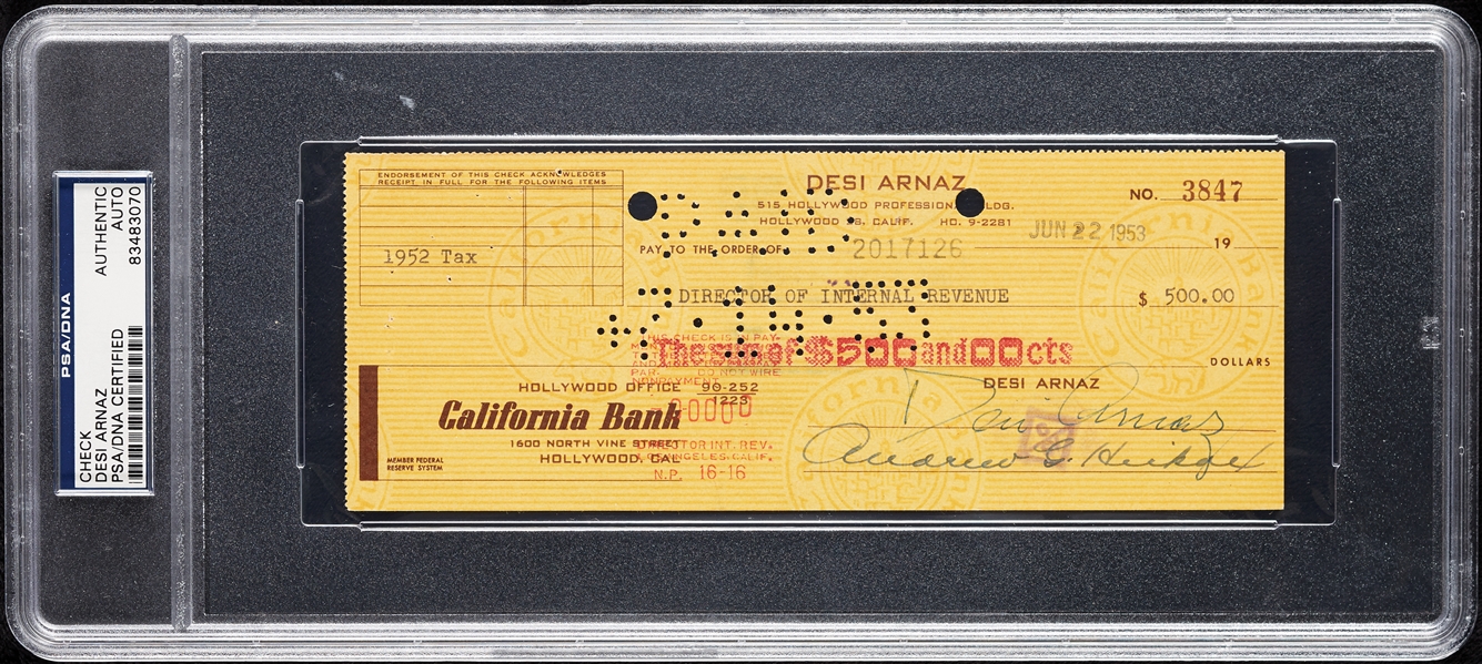 Desi Arnaz Signed Check (PSA/DNA)