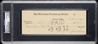 Lorin Wright "Wright Brothers" Signed Check (PSA/DNA)