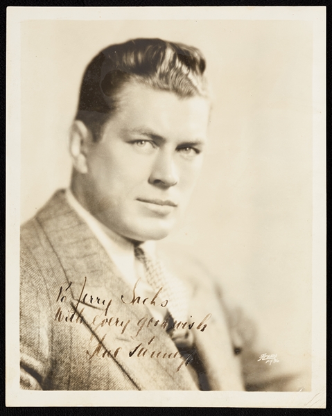 Gene Tunney Signed 8x10 Photo Inscribed to Trainer Jerry Sachs (PSA/DNA)