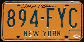 Floyd Patterson Signed New York License Plate (PSA/DNA)