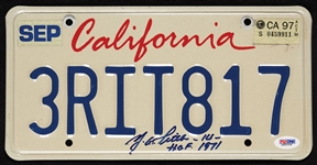 Y.A. Tittle Signed California License Plate (PSA/DNA)