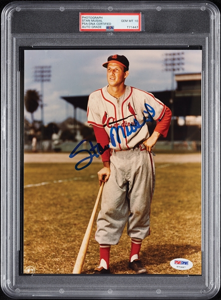 Stan Musial Signed 8x10 Photo (Graded PSA/DNA 10)