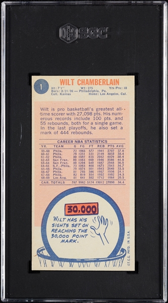 1969 Topps Wilt Chamberlain No. 1 SGC 6