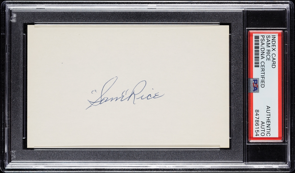 Sam Rice Signed 3x5 Index Card (PSA/DNA)