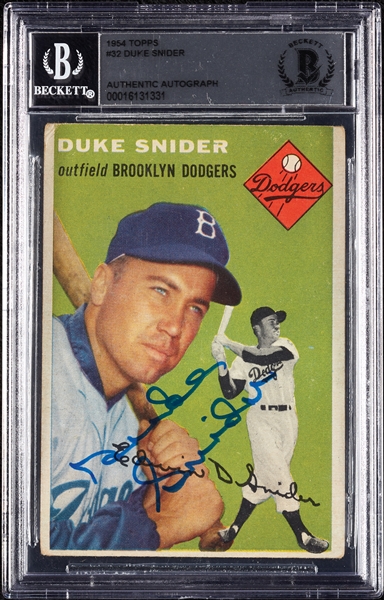 Duke Snider Signed 1954 Topps No. 32 (BAS)